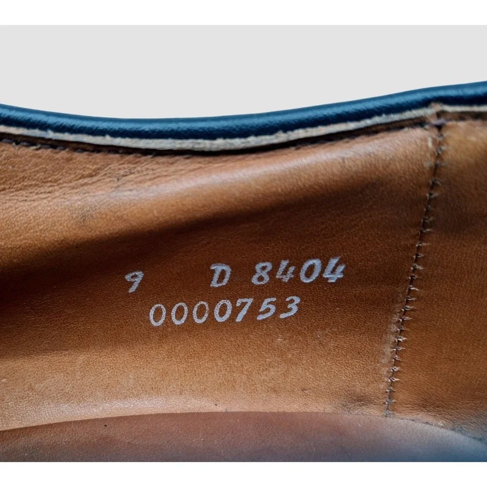 Allen Edmonds Hancock Shoes Mens Size 9 Black Leather Apron Toe Derby Made USA